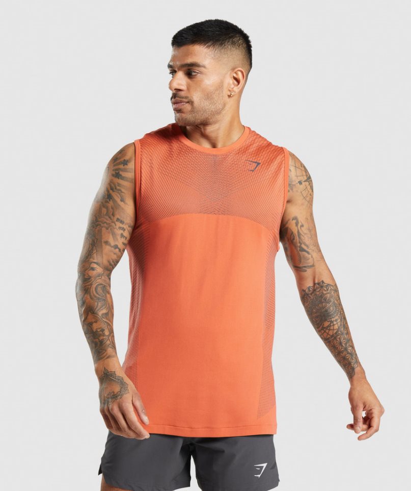 Men\'s Gymshark Apex Seamless Tanks Orange | CA 73ND16